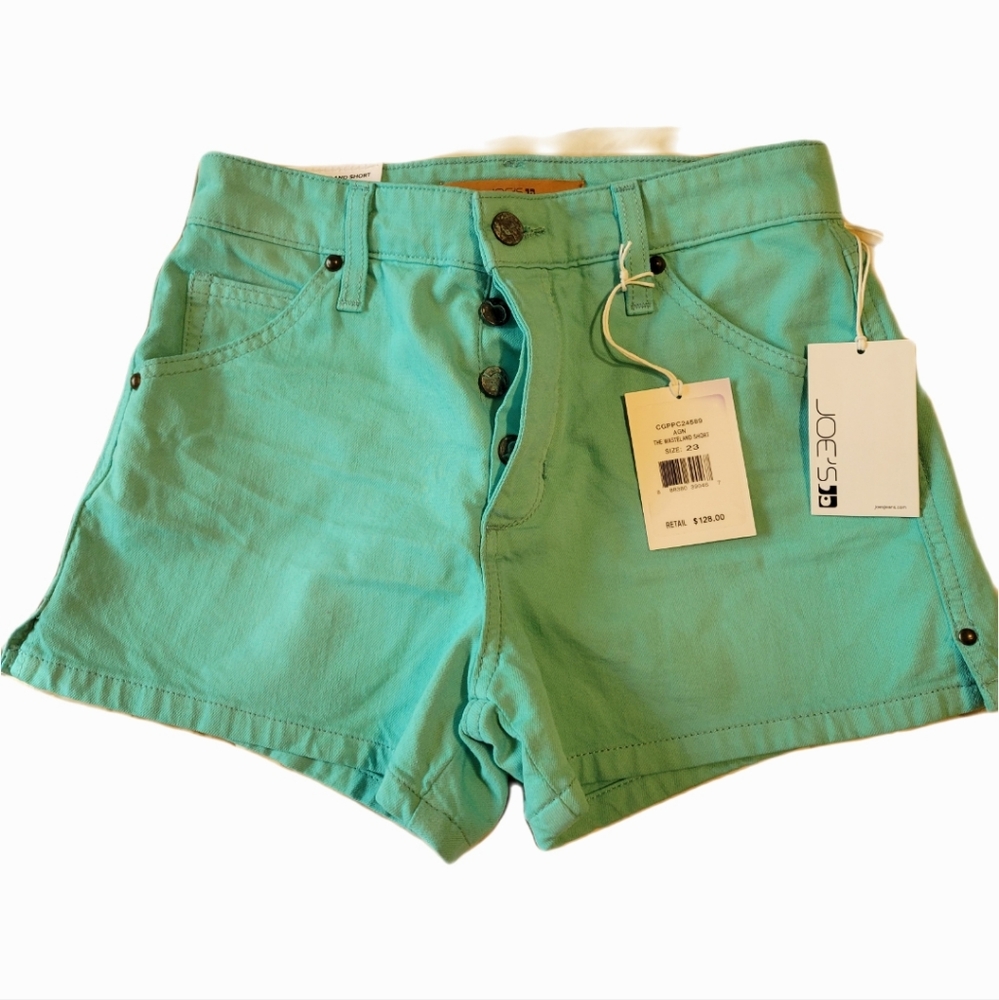 Joe's Wasteland high-rise green shorts